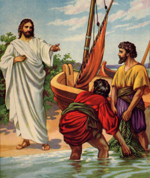 Arrastrando los peces hacia Jesús